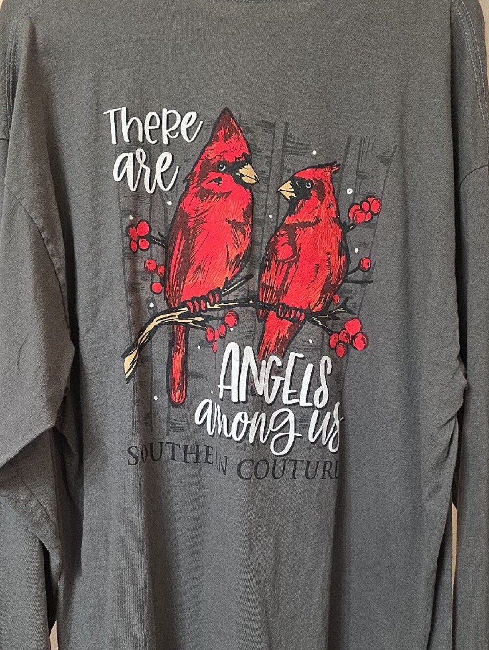 Southern Couture Women’s Long Sleeve Crewneck Tee - Charcoal - Picture 3 of 4